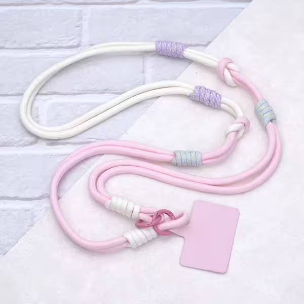 可延長運動風撞色&times;手機斜背&腕帶&times;兩用掛繩&times;粉白素色