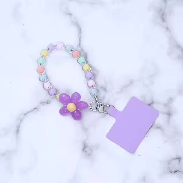 果凍小花朵&times;手機手提吊飾掛繩&times;彩色紫花