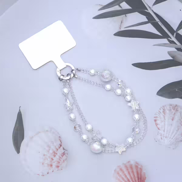 雙層魔幻海星明珠&times;手機腕帶掛繩&times;白色