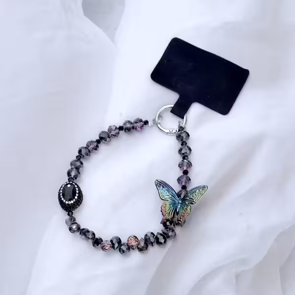 彩黑的璀璨蝴蝶&times;手機腕帶掛繩