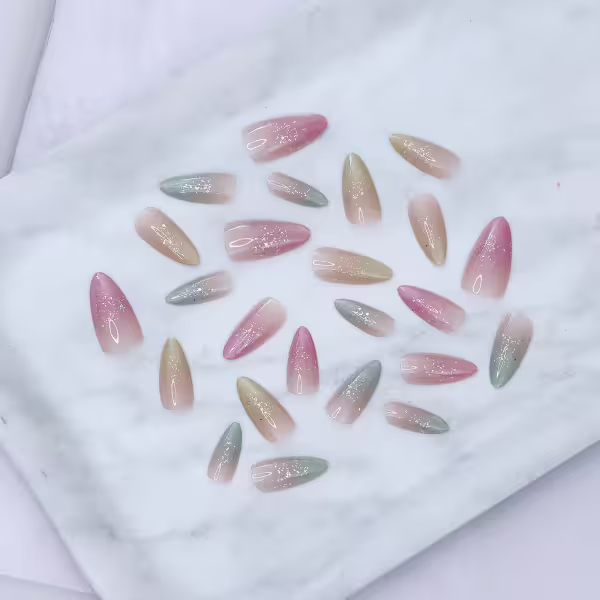 彩虹貓眼多巴胺亮面×穿戴式手指甲片×二十四入