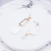 長方貝殼框框×不對稱吊墜耳環-第4張