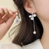 漸層色水晶簇花朵×不對稱耳環×共二色-第5張