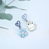愛心棉花糖兔兔藍花×不對稱吊墜耳環-第1張