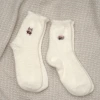 小熊白色毛襪×中筒襪×二雙套件襪子組-第1張