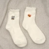 兔貓白色毛襪×中筒襪×二雙套件襪子組-第1張