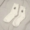 兔貓白色毛襪×中筒襪×二雙套件襪子組-第3張