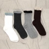荷葉邊素面×中筒襪×四雙套件襪子組-第1張