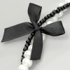 芭蕾風蝴蝶結珍珠×雙層手機腕帶掛繩×黑色-第4張