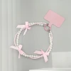 芭蕾風蝴蝶結珍珠×雙層手機腕帶掛繩×粉色-第6張