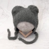 羔毛繫繩小耳朵&times;毛帽&times;灰色-第2張