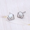 925銀針×白框交錯×耳環-第1張