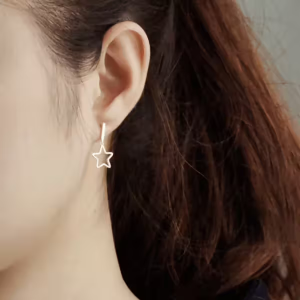 925銀針&times;星星和月亮&times;不對稱耳針-第3張