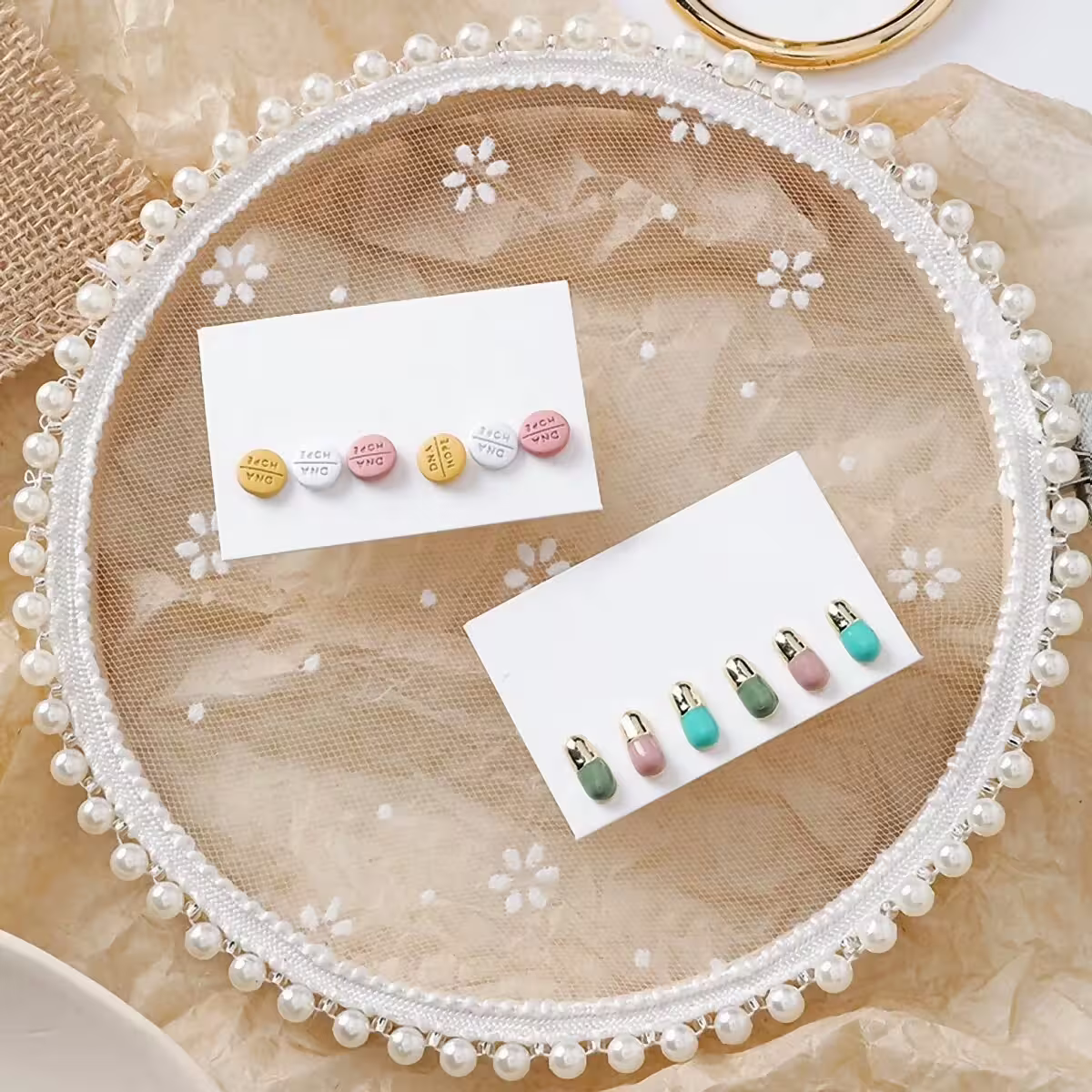 彩色小藥丸×三套件吊墜耳環-第3張