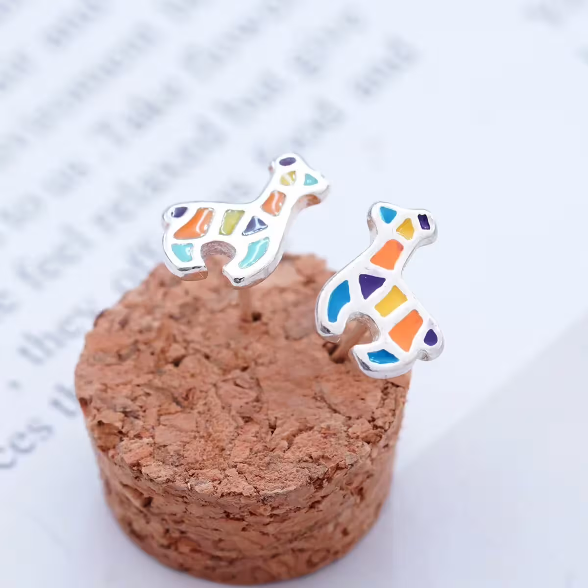 925銀針×彩色長頸鹿×耳針-第3張