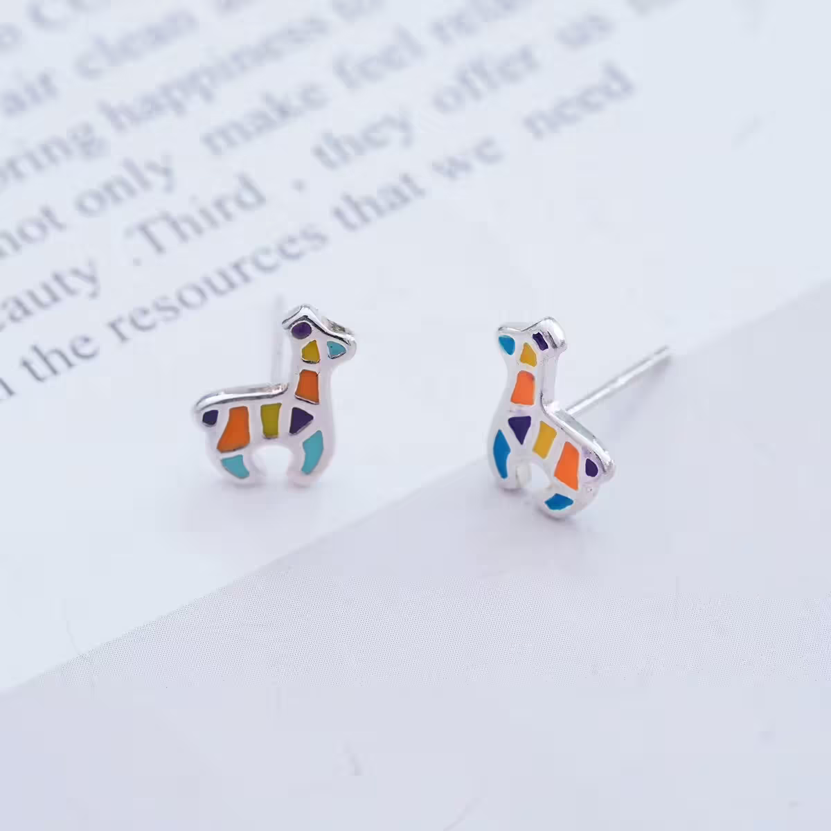 925銀針×彩色長頸鹿×耳針-第5張