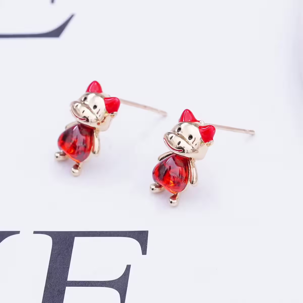 紅心萌牛&times;吊墜耳環-第3張