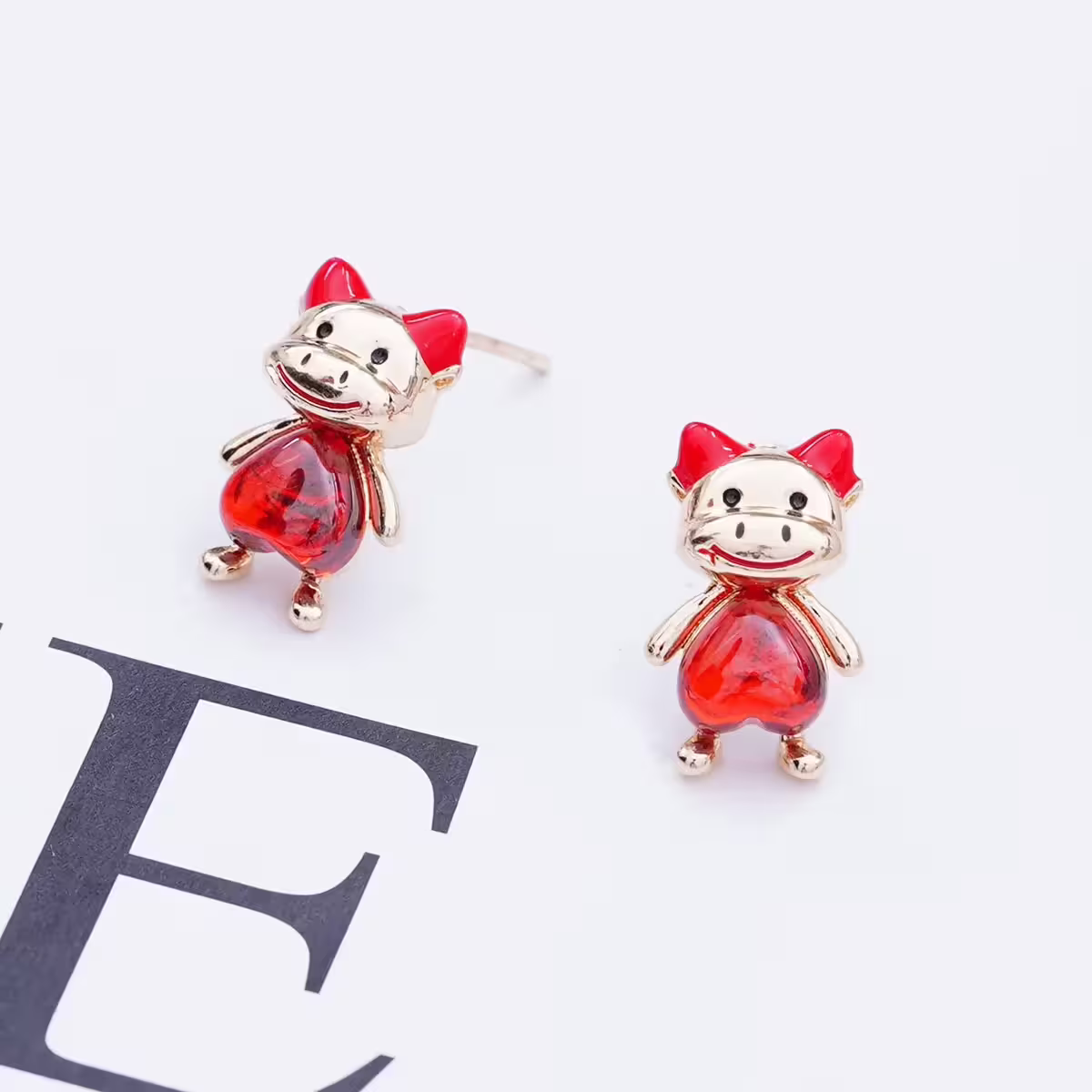 紅心萌牛&times;吊墜耳環-第4張