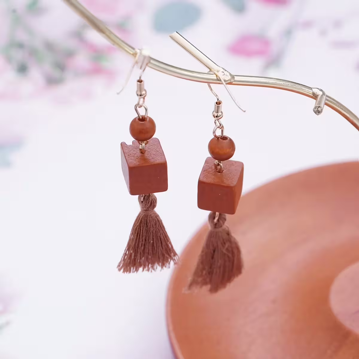 骰子木塊流蘇&times;吊墜耳勾-第2張