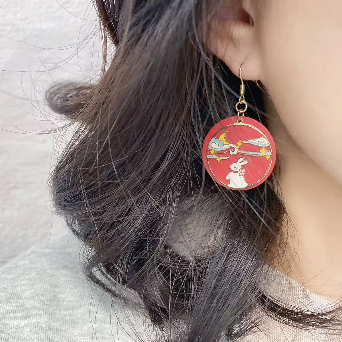 紅月小兔&times;吊墜耳勾-第6張