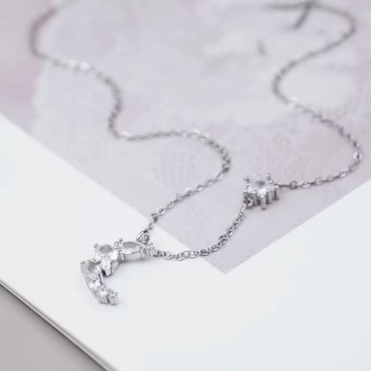 925銀飾×滿鑽星月×鎖骨項鍊-第4張