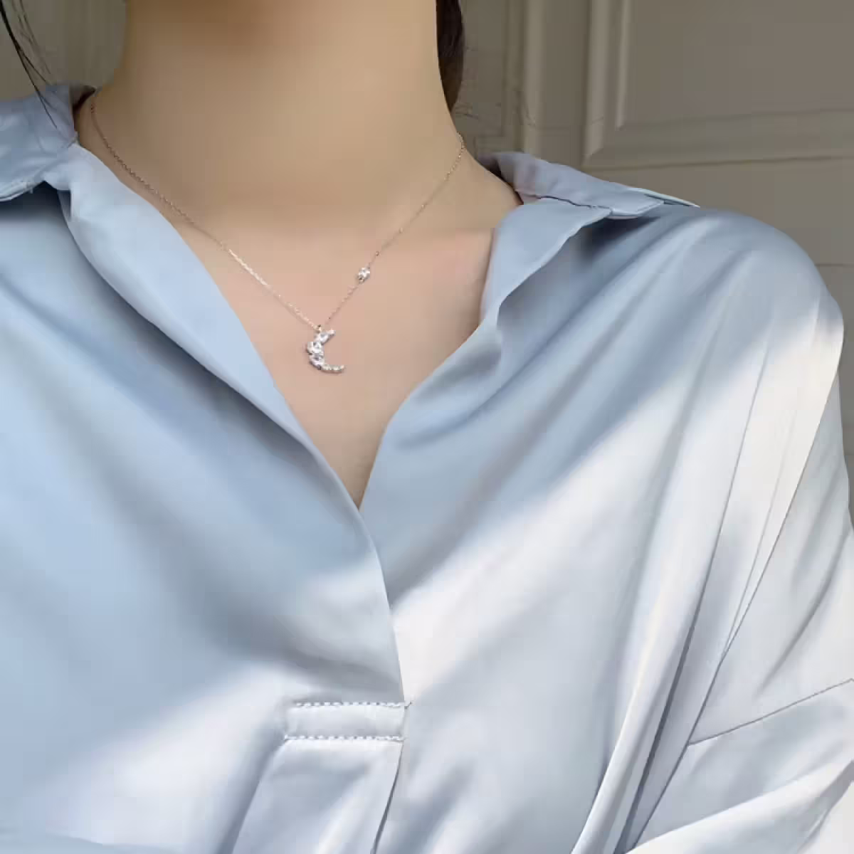 925銀飾×滿鑽星月×鎖骨項鍊-第5張