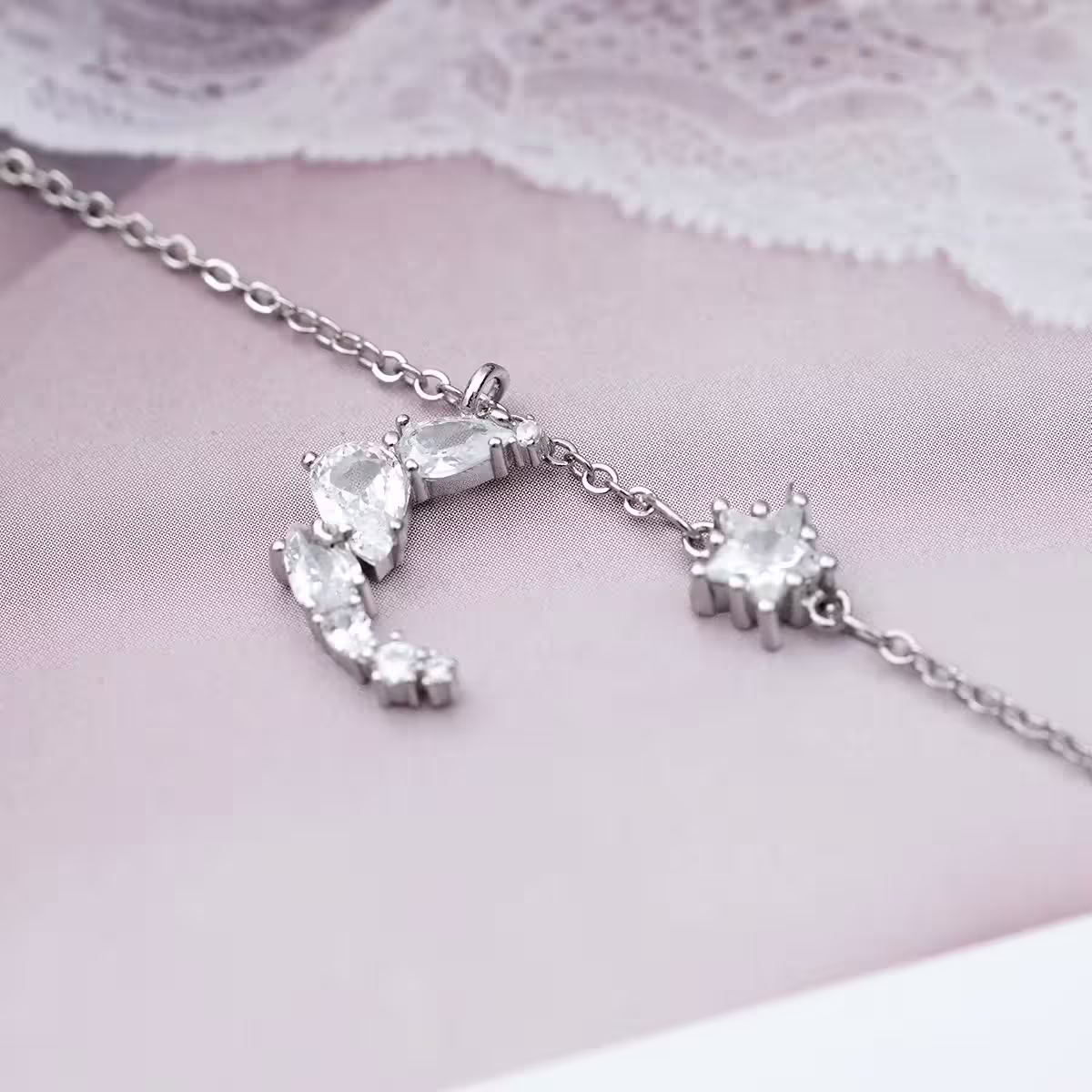 925銀飾×滿鑽星月×鎖骨項鍊-第6張