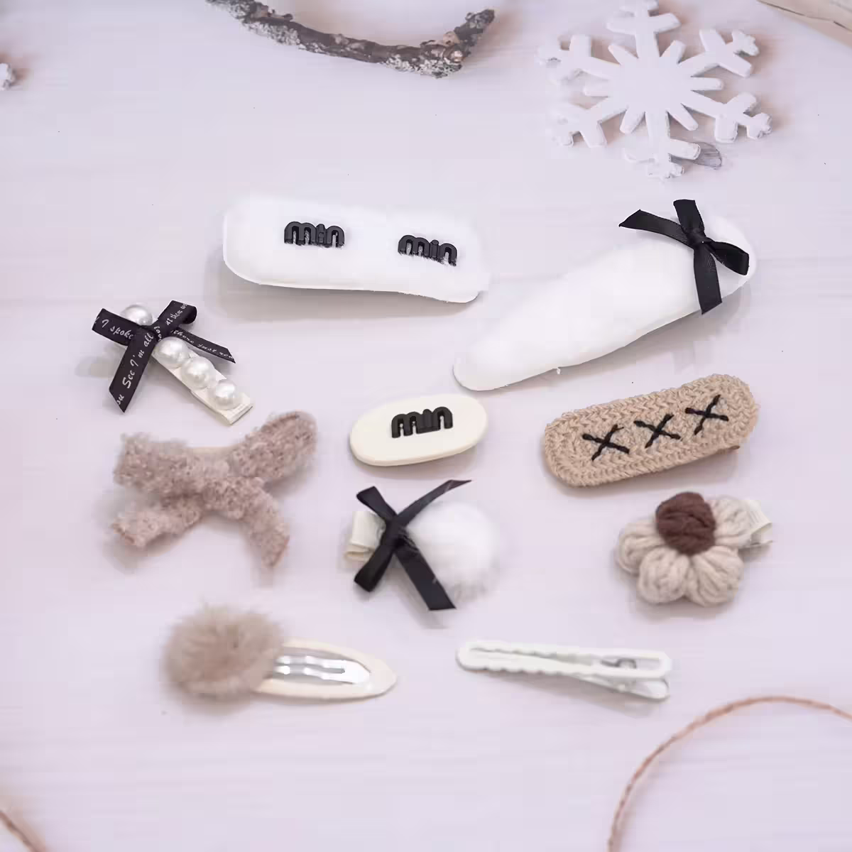 白咖黑領結毛毛&times;十套件髮夾組-第2張