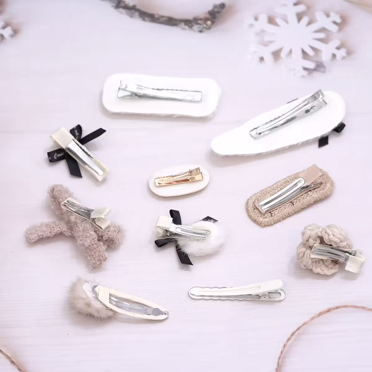 白咖黑領結毛毛&times;十套件髮夾組-第3張