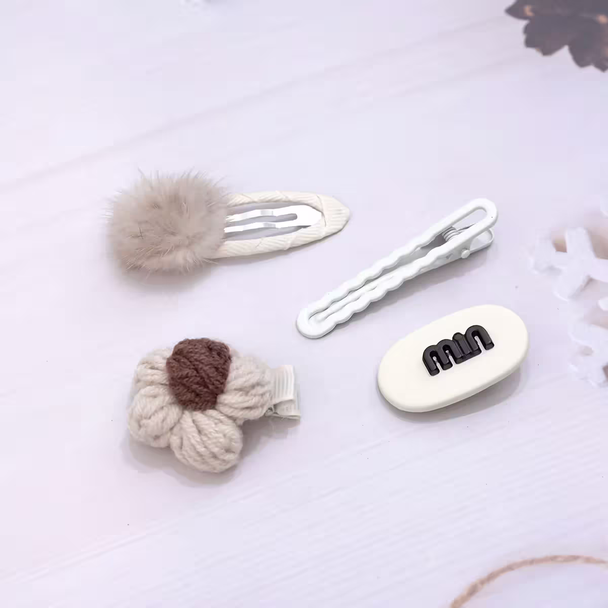 白咖黑領結毛毛&times;十套件髮夾組-第4張