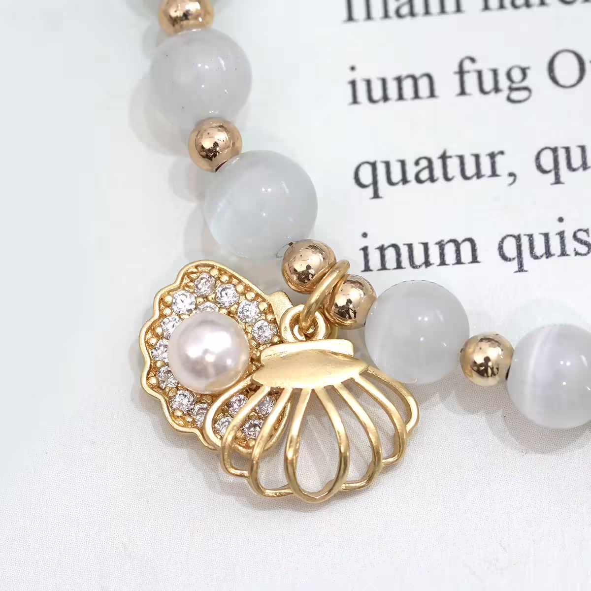 貓眼石貝殼珍珠&times;腳鍊-第4張