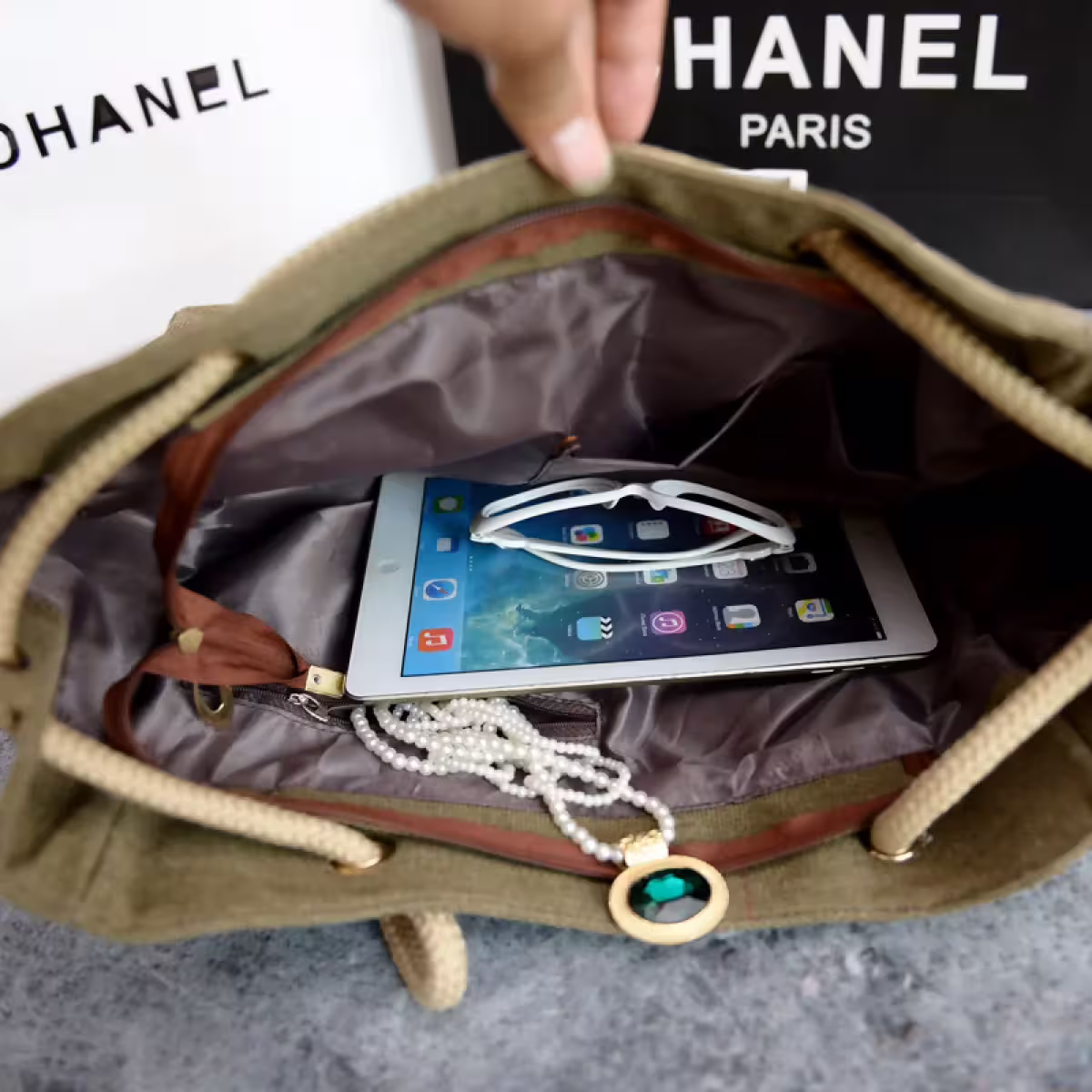 中性棉繩帆布&times;手提袋&times;黑色-第3張