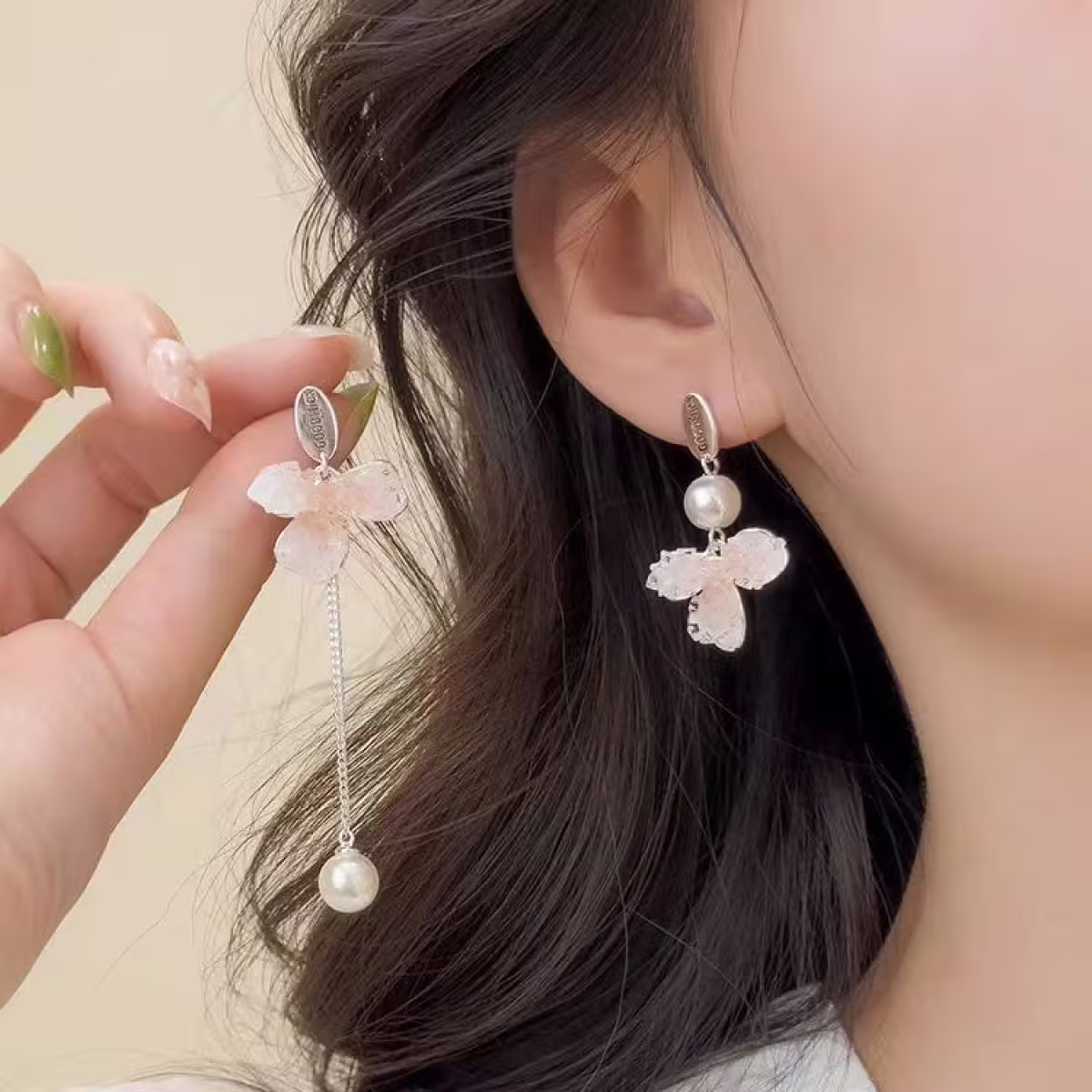 漸層色水晶簇花朵×不對稱耳環×共二色-第6張