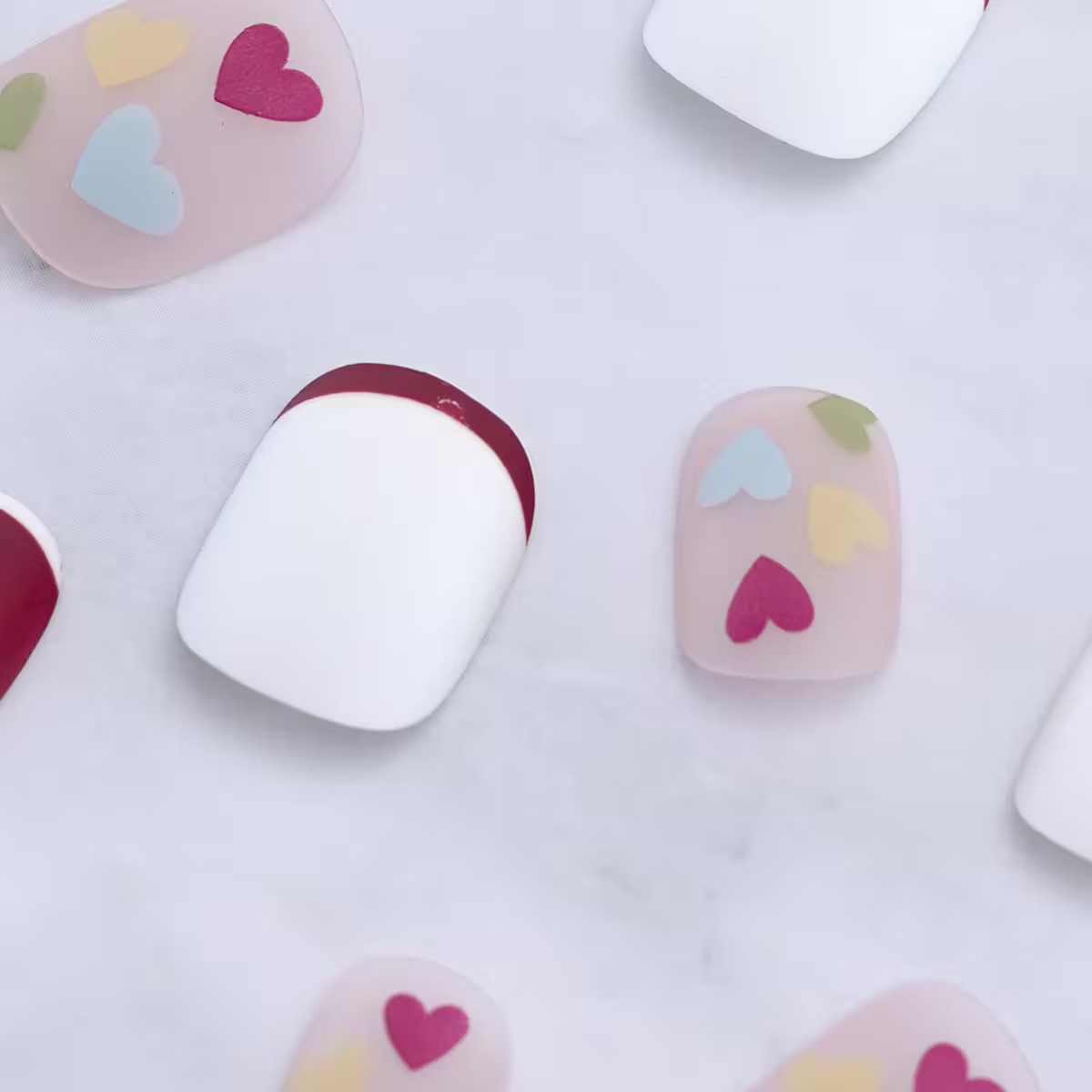 法式紅白愛心亮面×穿戴式手指甲片×二十四入-第3張