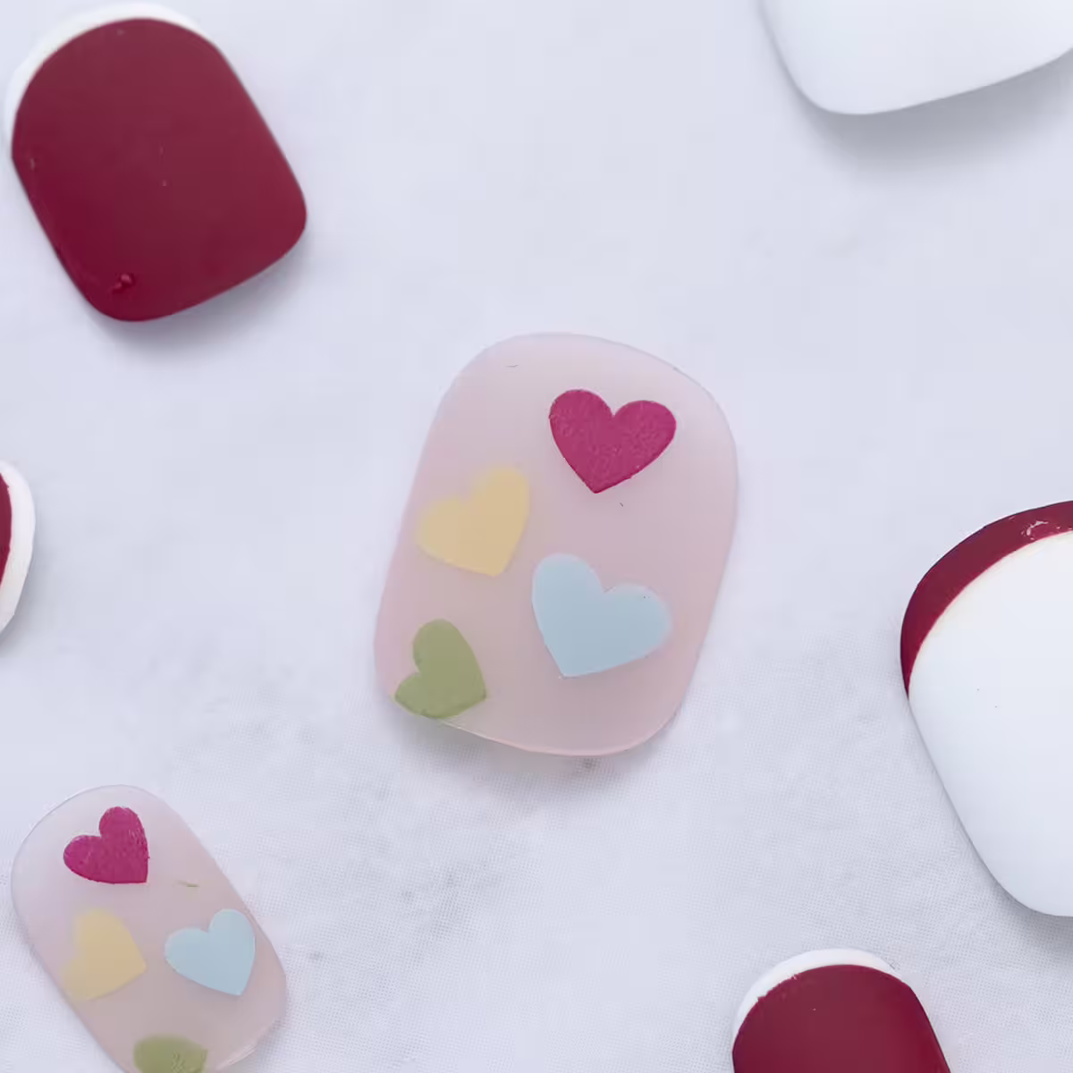 法式紅白愛心亮面×穿戴式手指甲片×二十四入-第5張