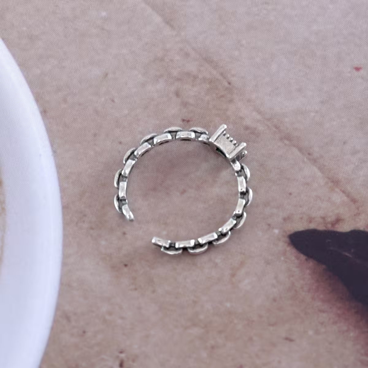 925銀飾×方型綠鑽鍊條×開口戒指-第4張