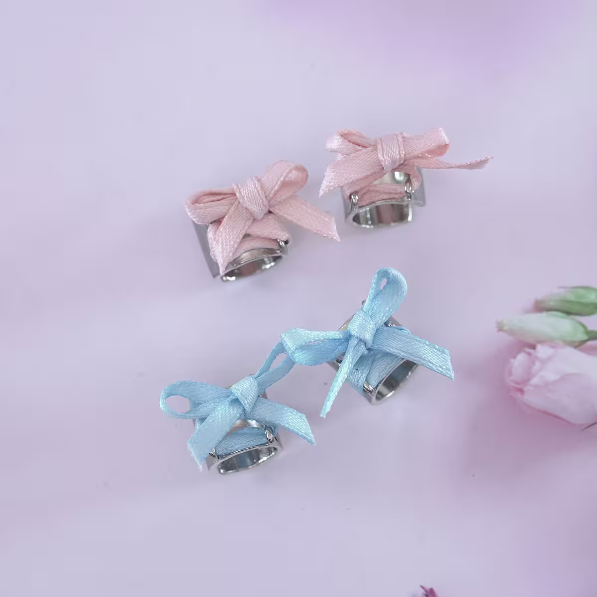 甜美蝴蝶結絲帶×U型耳骨夾×共二色-第1張