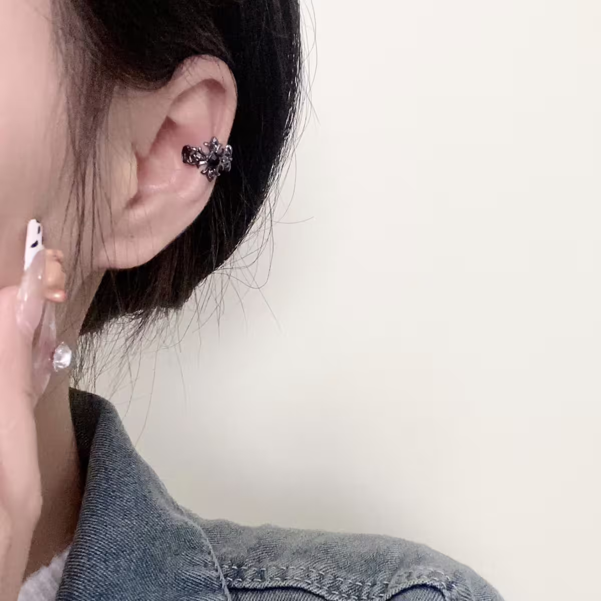 復古黑槍十字花×U型耳骨夾-第5張