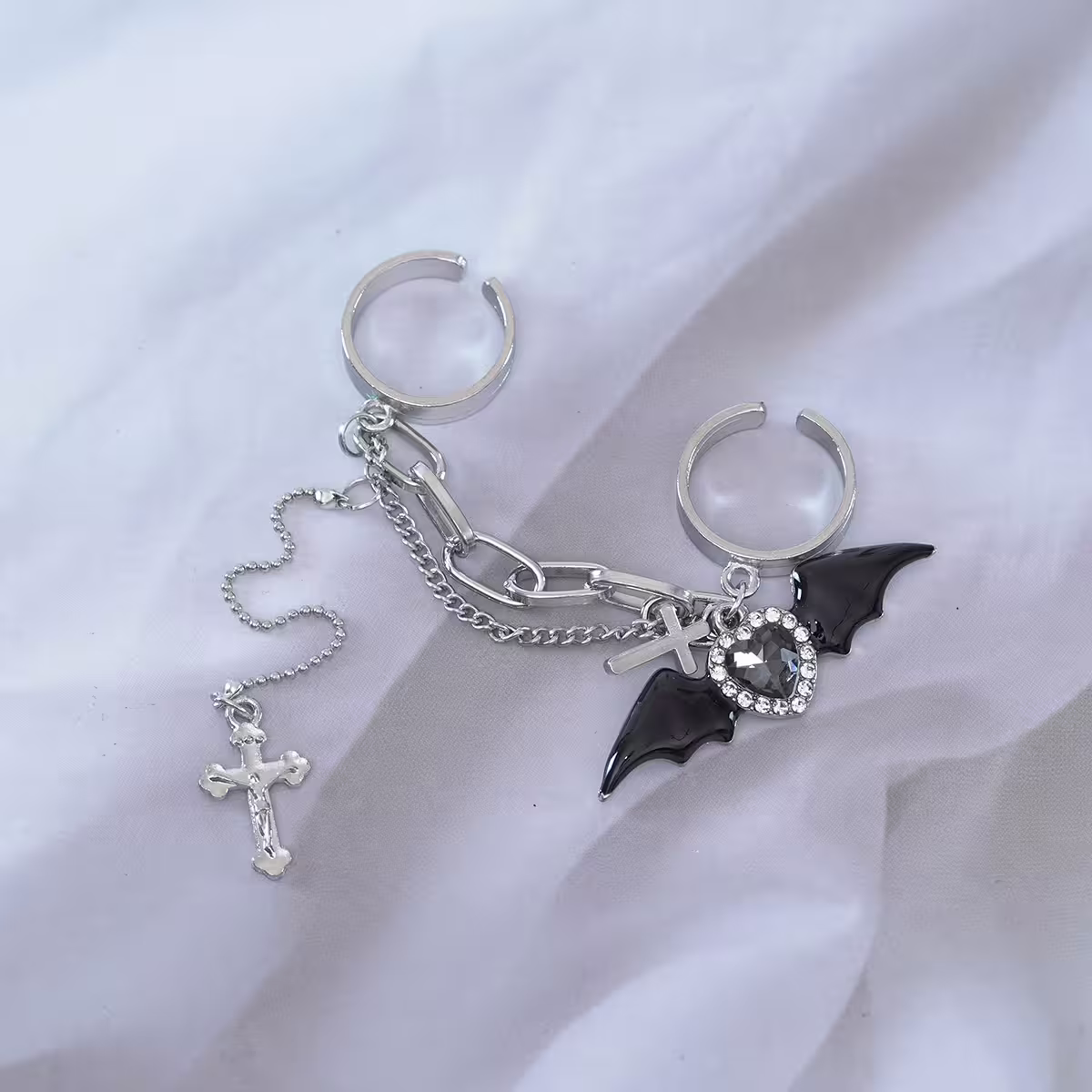 甜酷惡魔十字架×二套件連接戒指組-第2張