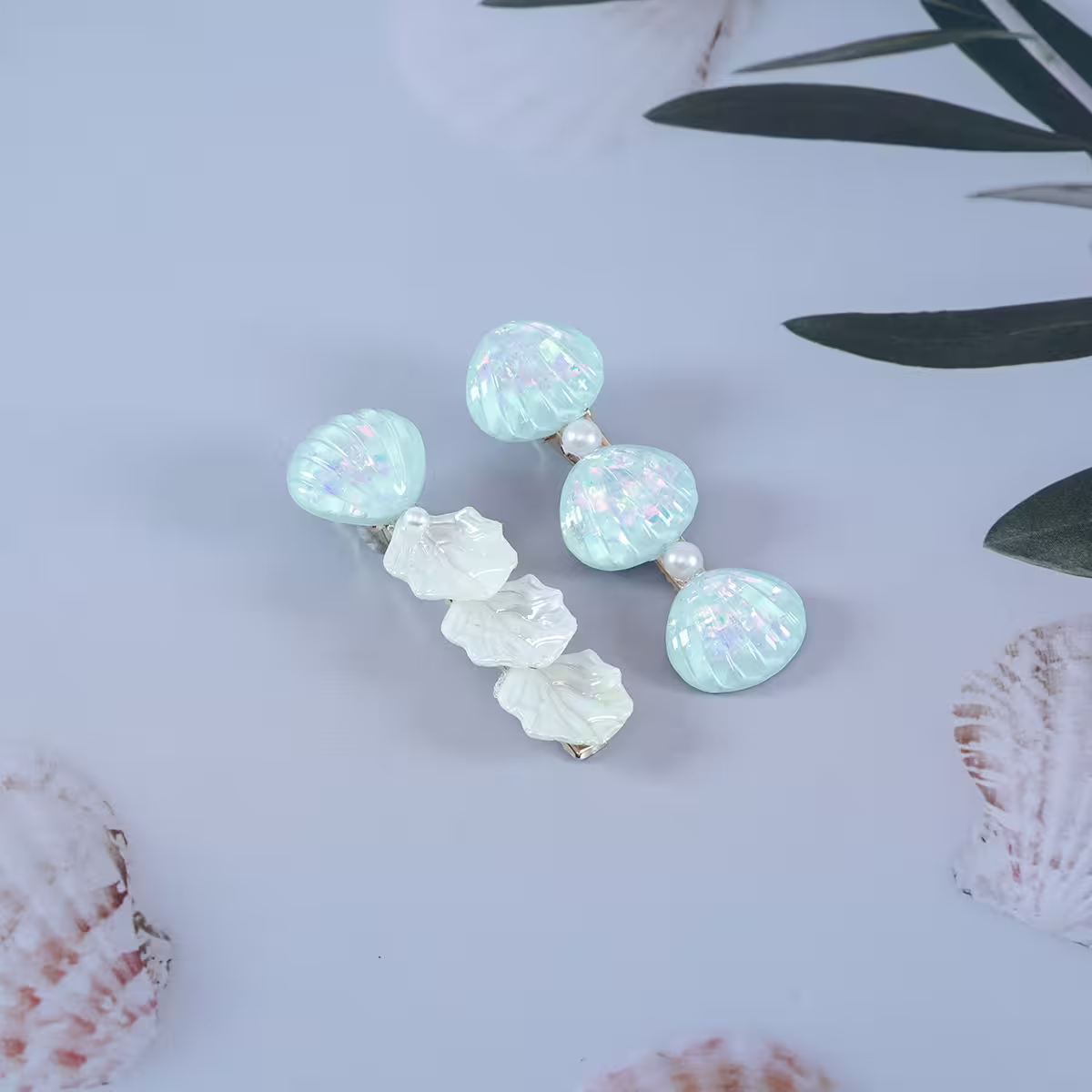 美人魚珍珠×五套件髮夾組×藍色-第4張