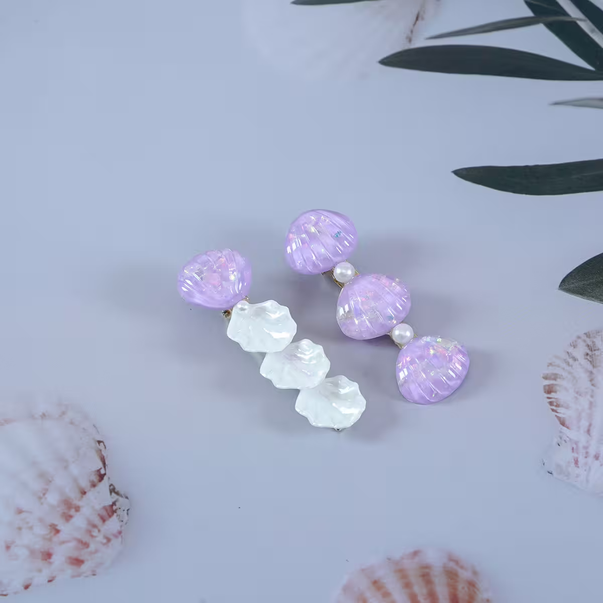 美人魚珍珠×五套件髮夾組×紫色-第4張