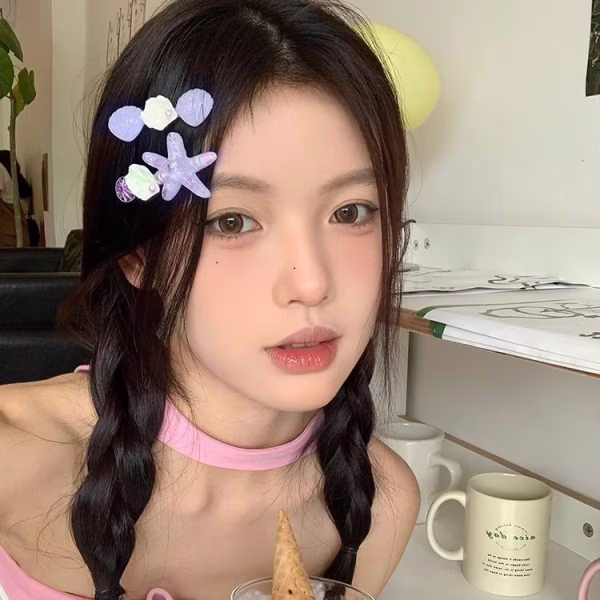 美人魚珍珠×五套件髮夾組×紫色-第6張