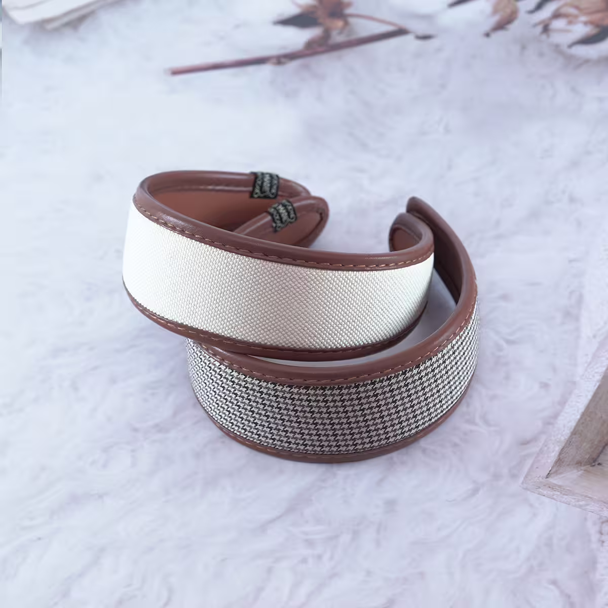 皮質包邊千鳥紋×髮箍造型×共二色-第1張