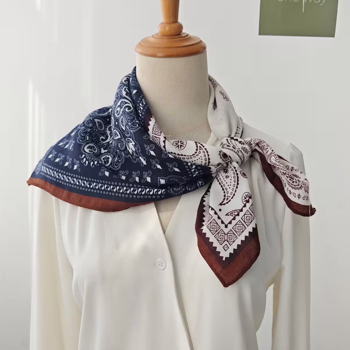 美式圖騰印花×絲巾×四角頭巾-第5張
