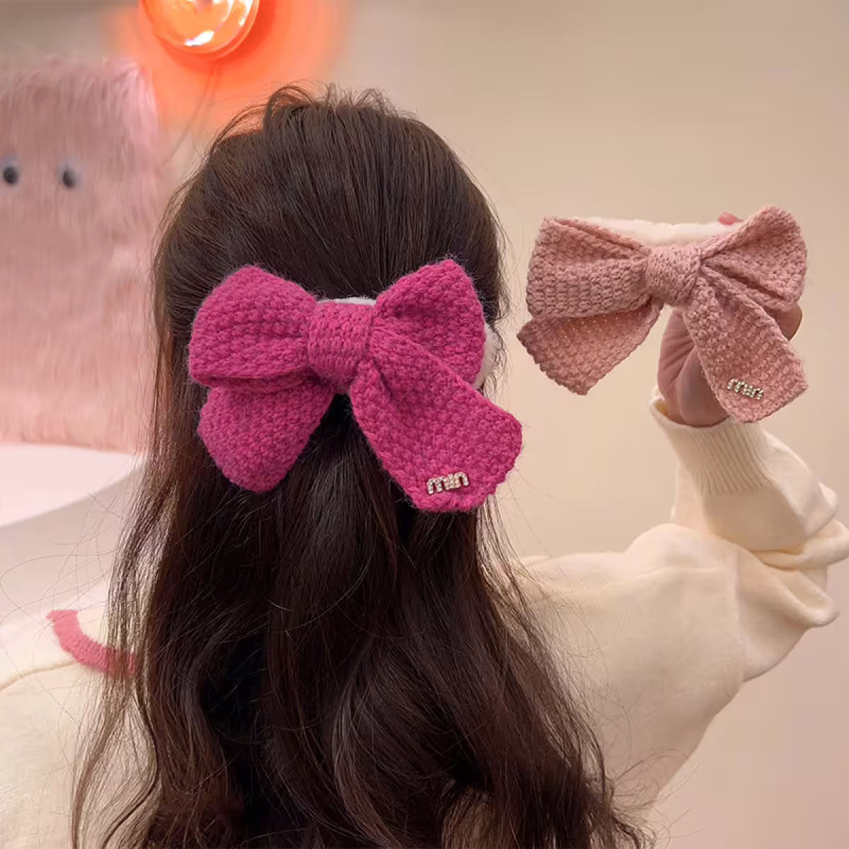 毛線蝴蝶結×鴨嘴夾×共三色-第6張