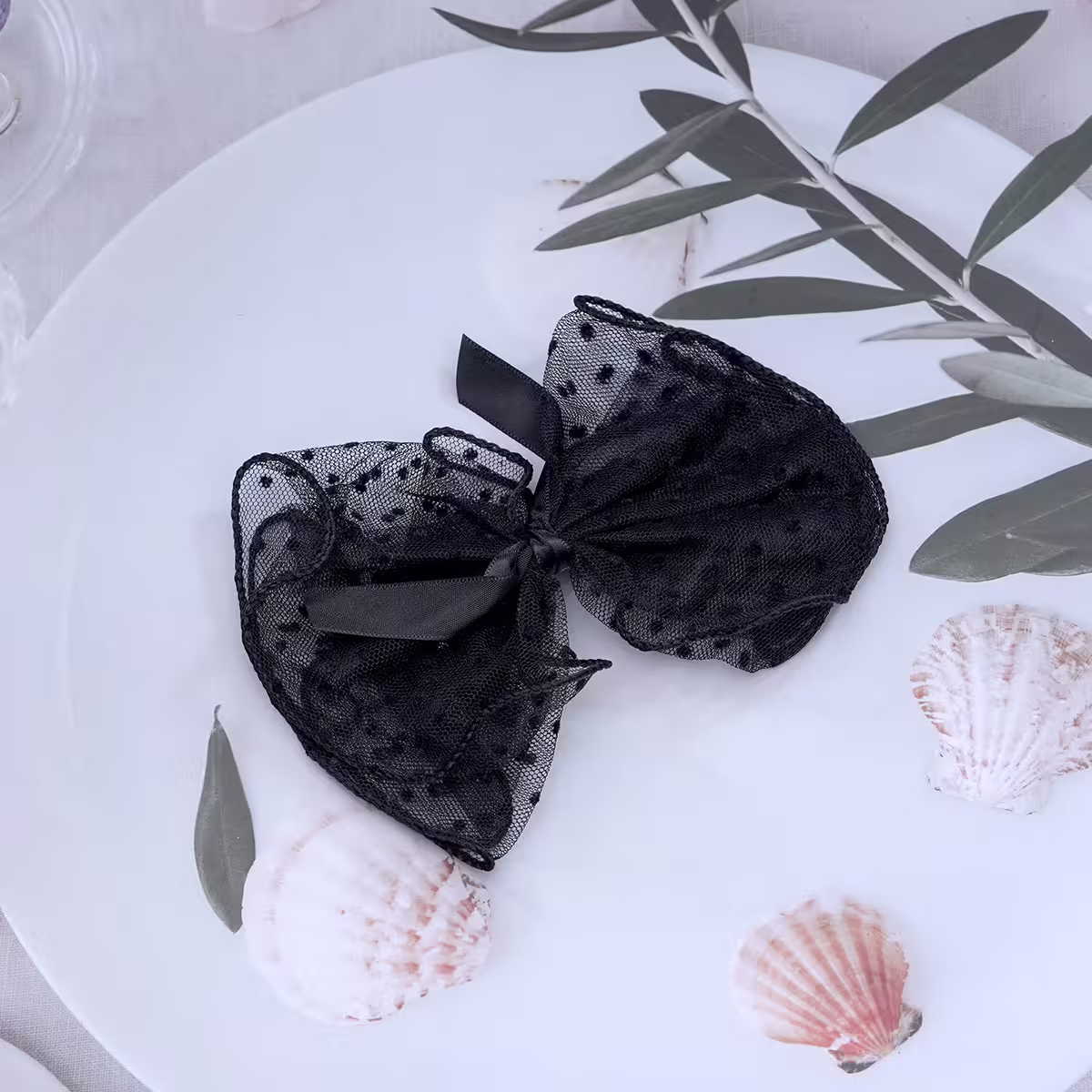 點點蕾絲薄紗蝴蝶結×蝴蝶髮夾×共二色-第2張