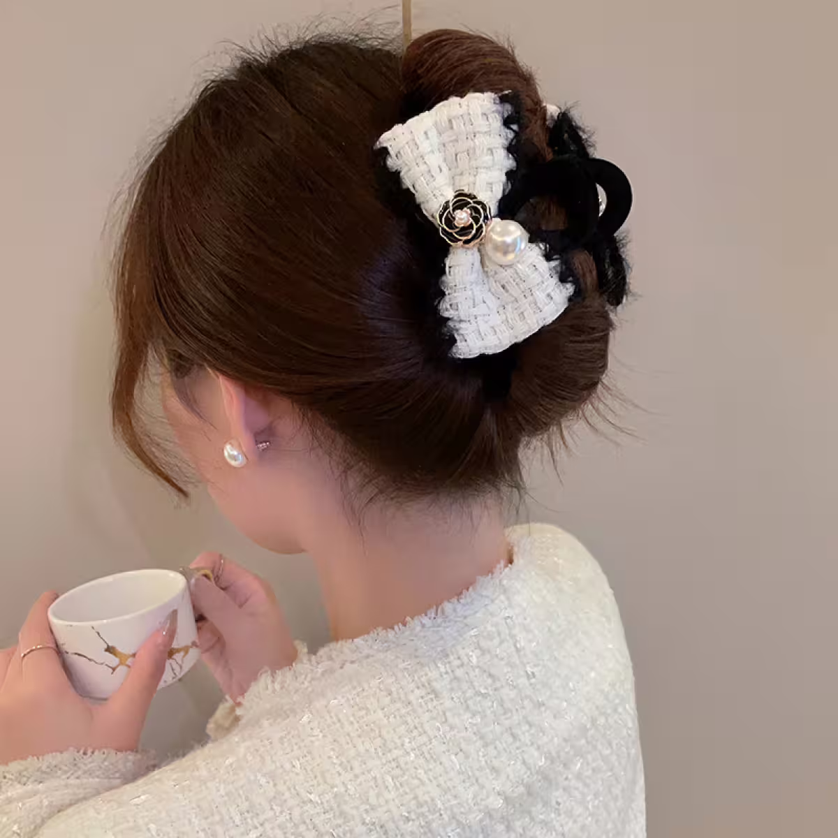 山茶花珍珠毛線編織×鯊魚夾×共二色-第6張