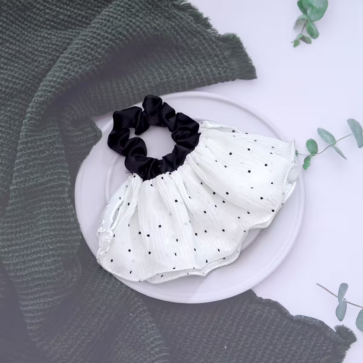 白紗點點蕾絲裙擺×大腸髮束-第1張