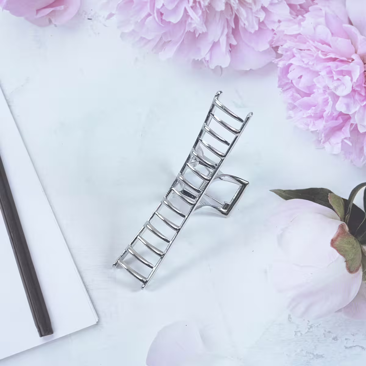 銀色極簡一字×鯊魚夾-第4張