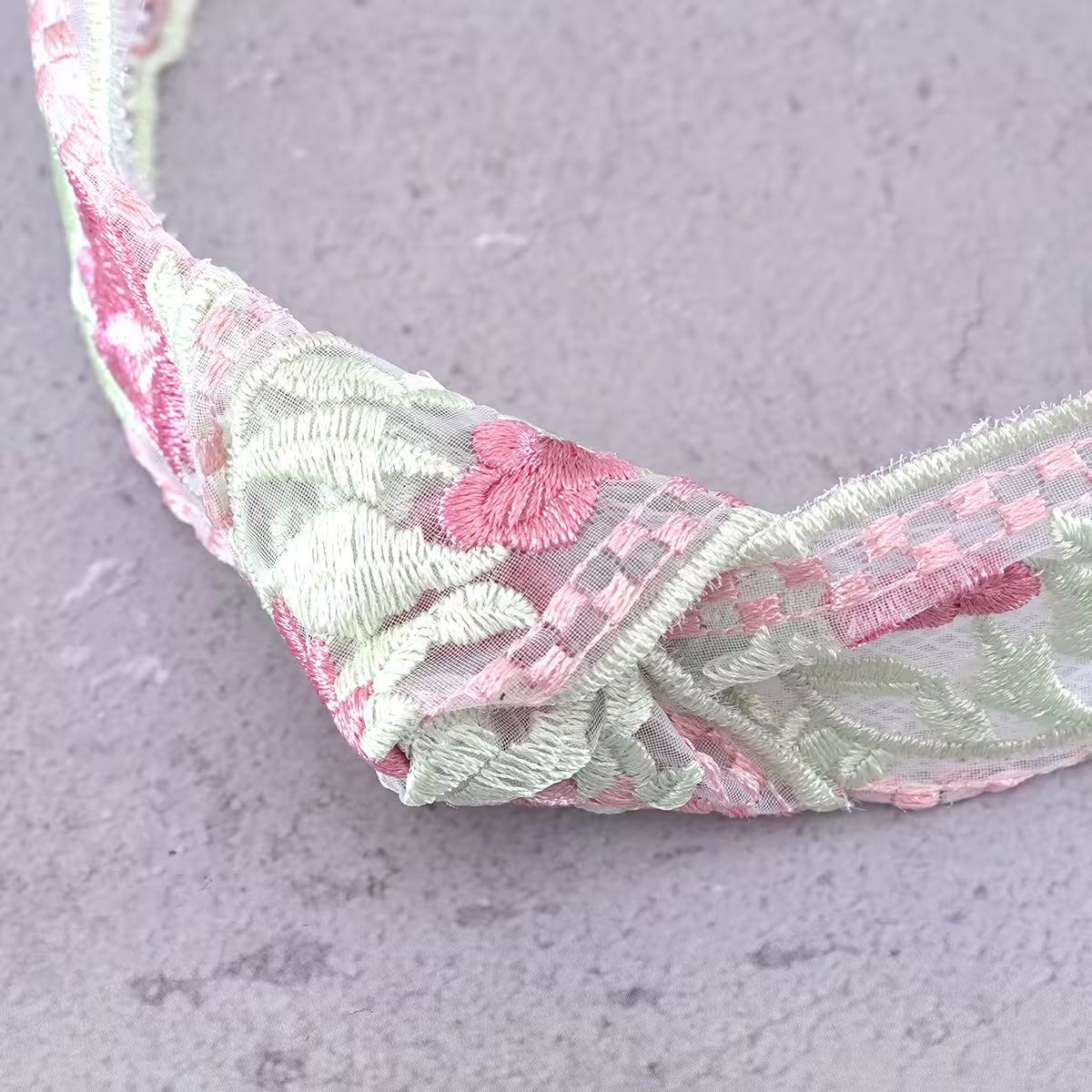 扭結綠意紅花刺繡×髮箍-第3張